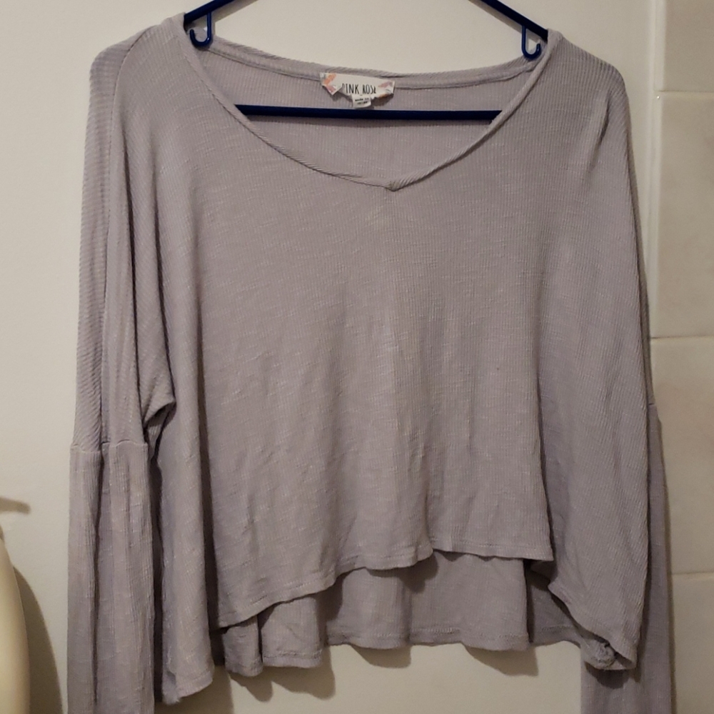 Pink rose long sleeve crop top